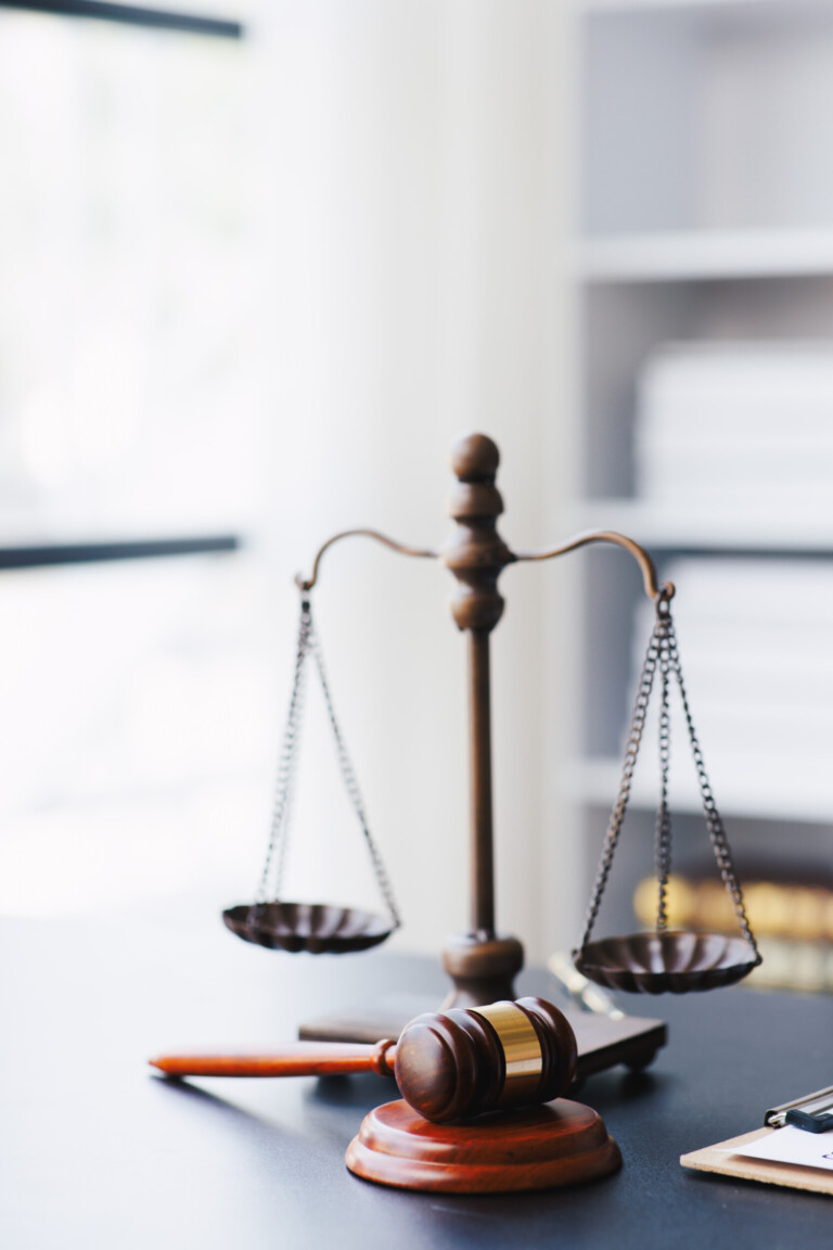 law and authority lawyer concept, judgment gavel hammer in court