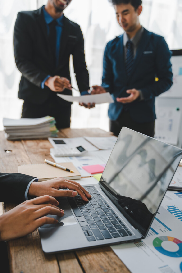 young colleagues discuss business brainstorming and price charts